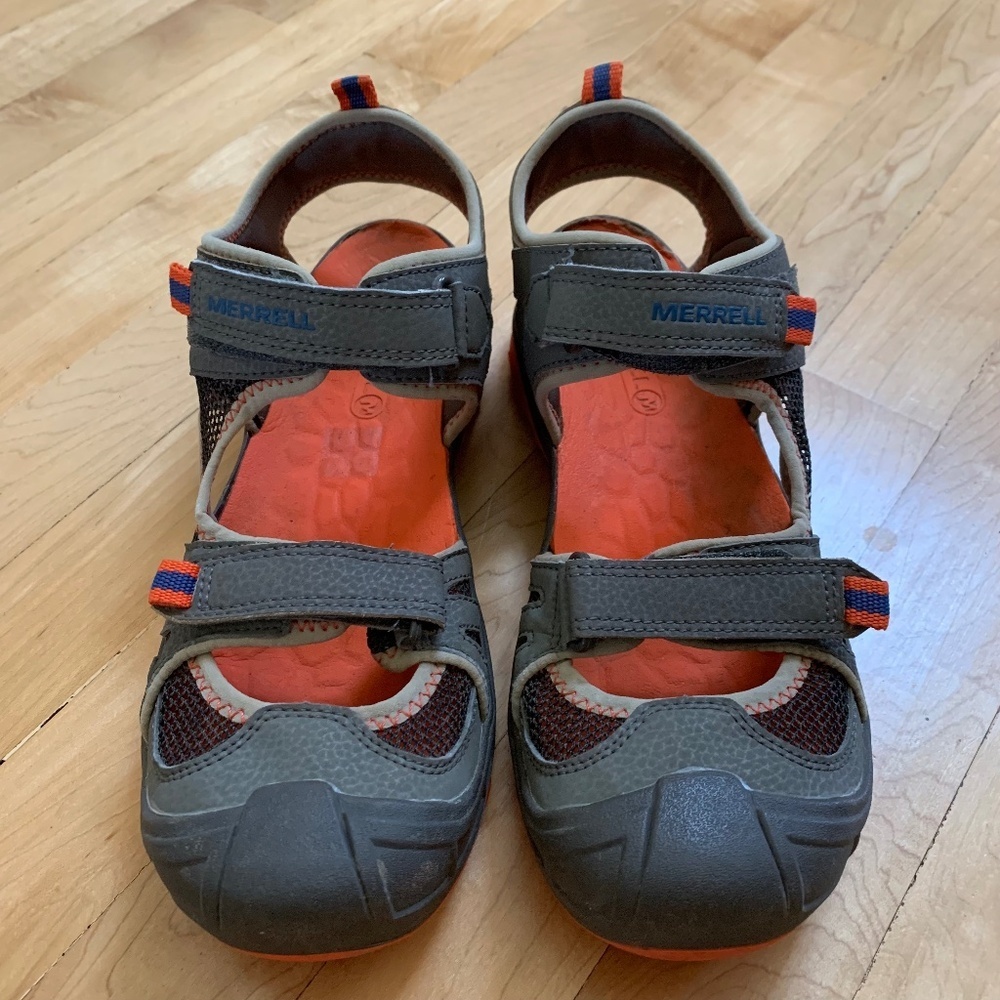 Merrell Boys Hydro Rapid Hiking Sandals Size 7 Orange Gray